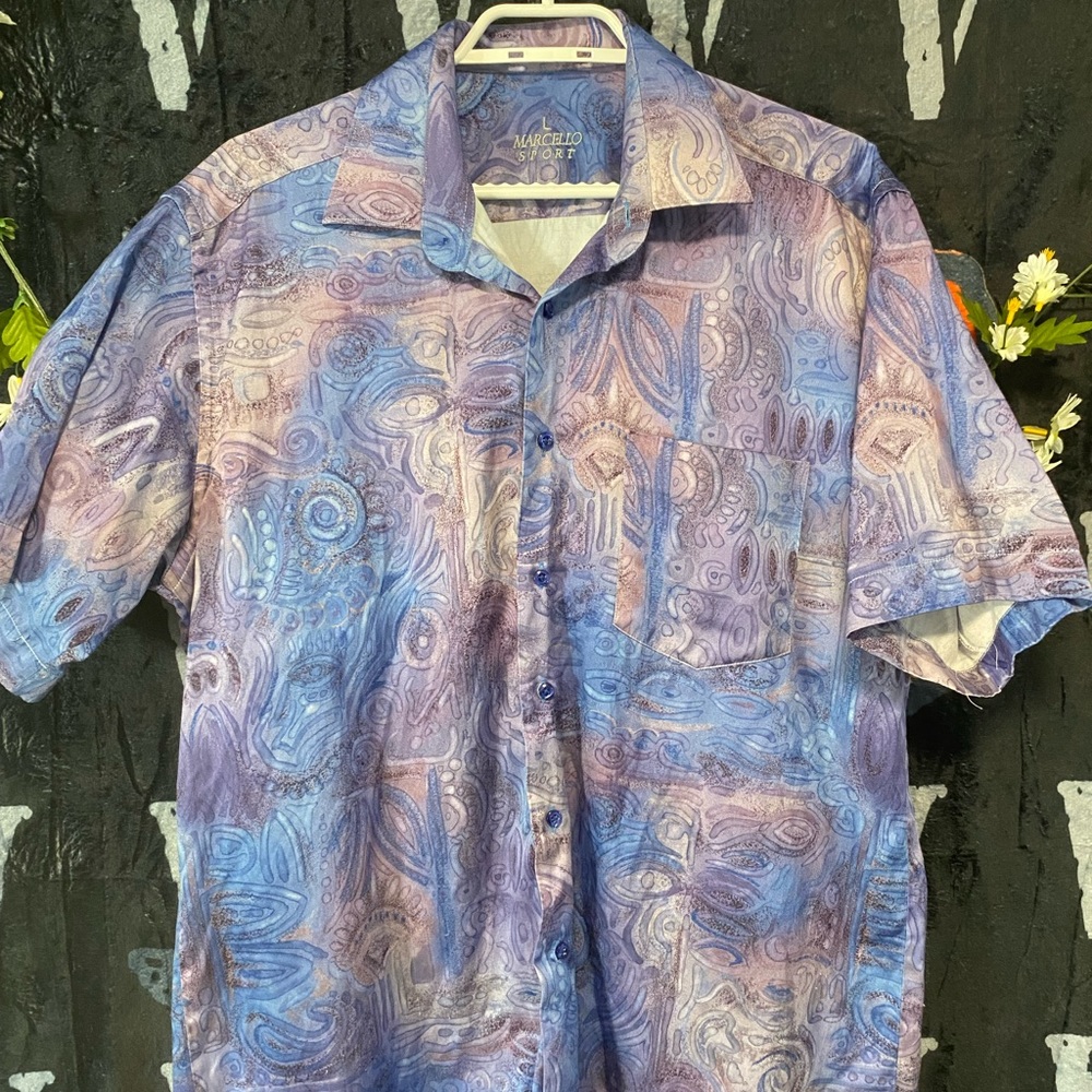 Marcello sport 100% silk shirt L Italy